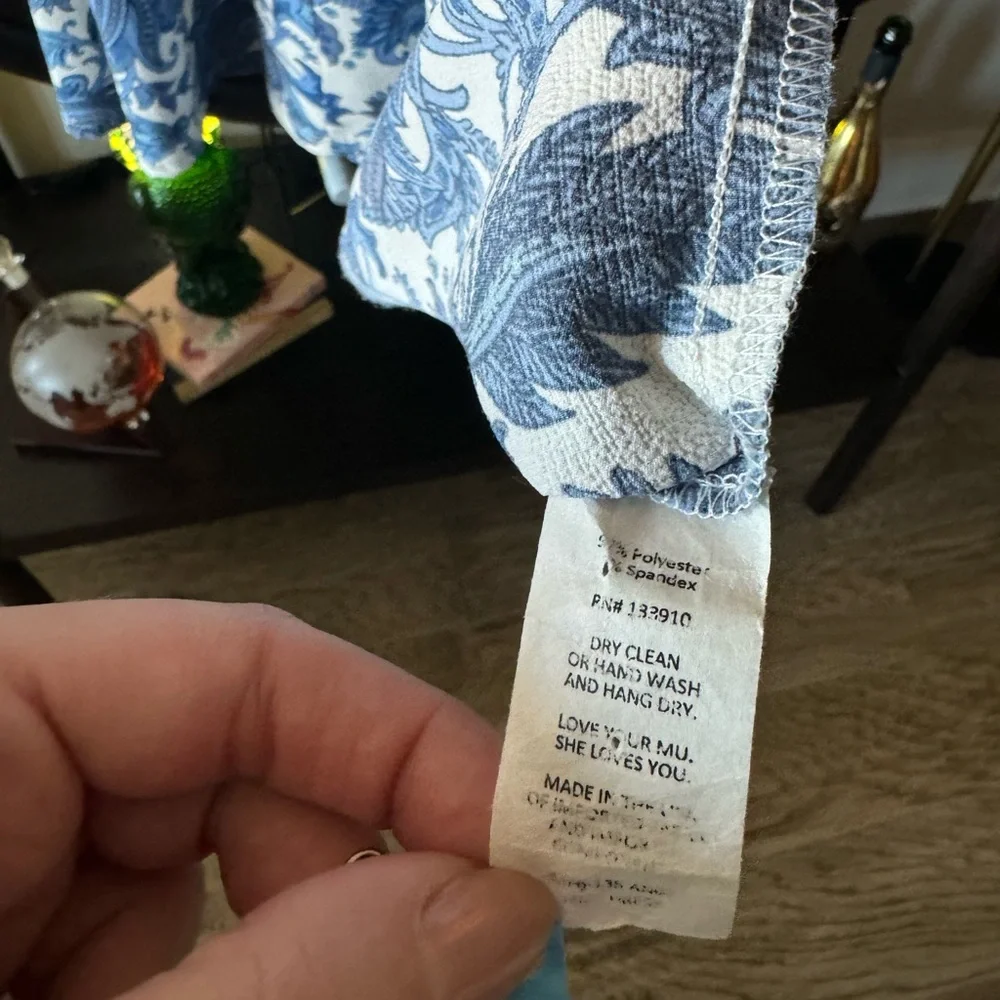 Show Me Your Mumu Antiqua Stretch Ibiza Blue White Floral Dress EUC - Picture 11 of 16